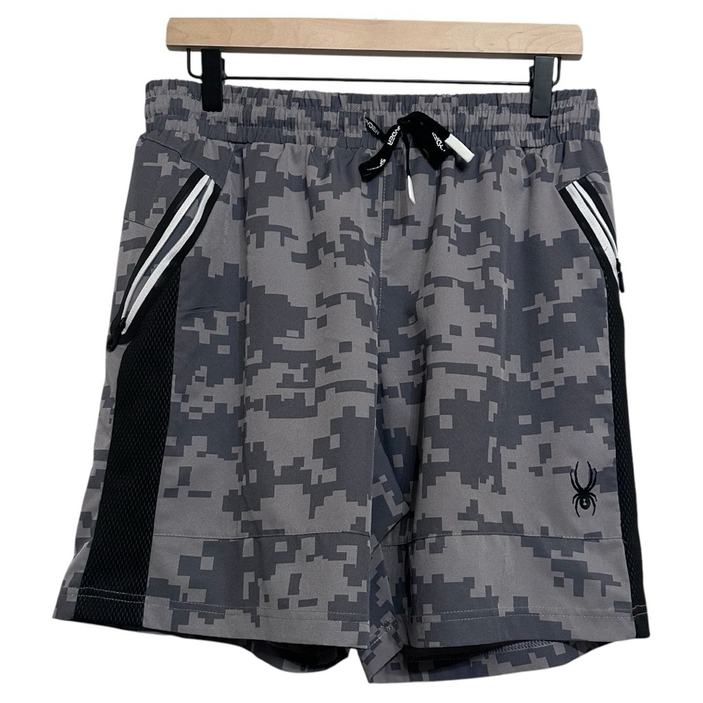 Men SPYDER ACTIVE SHORTS Camo  Stretch Woven Shorts Drawstring  MEDIUM EUC